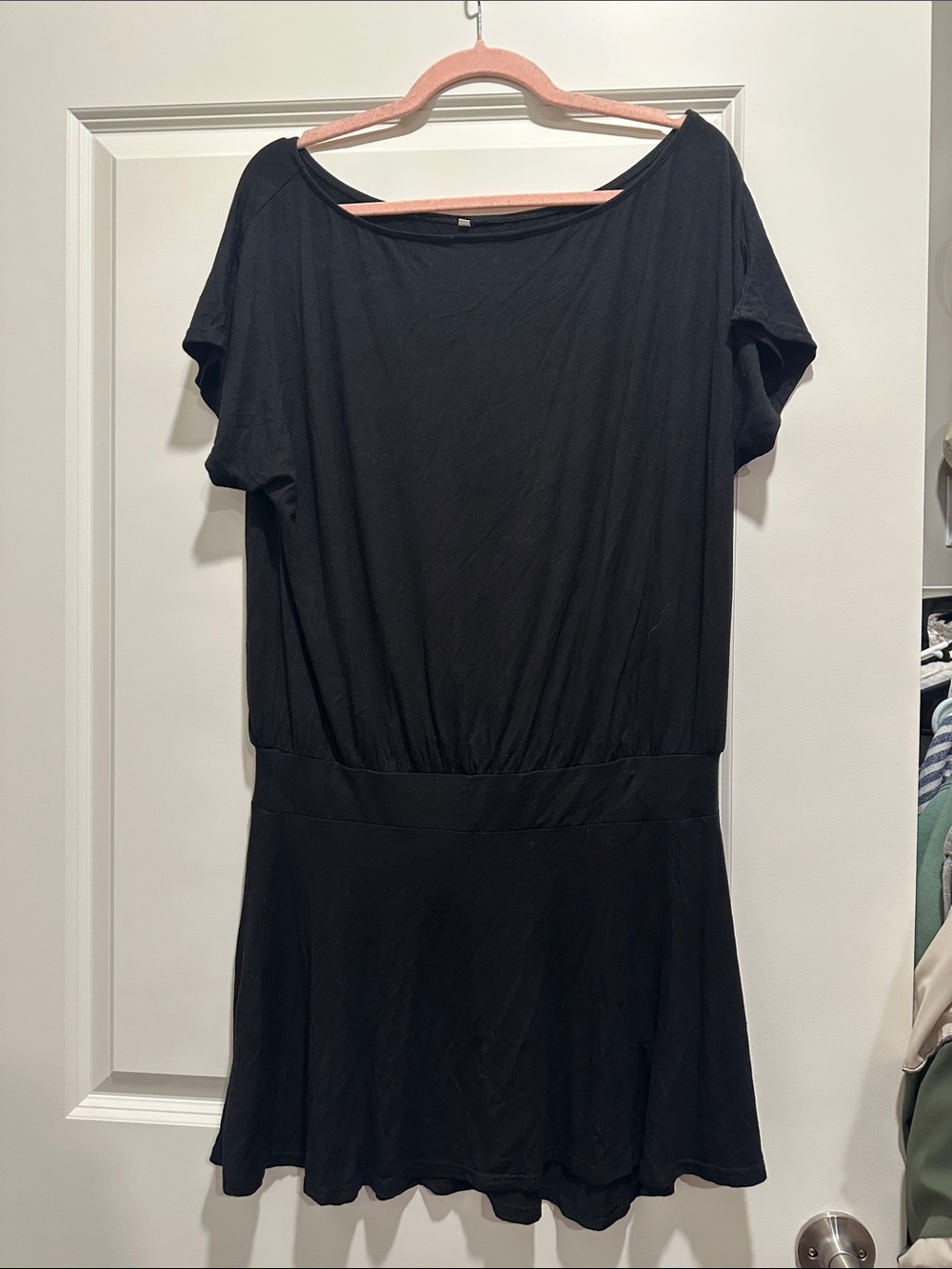Classic Black Short Sleeve Skater Dress